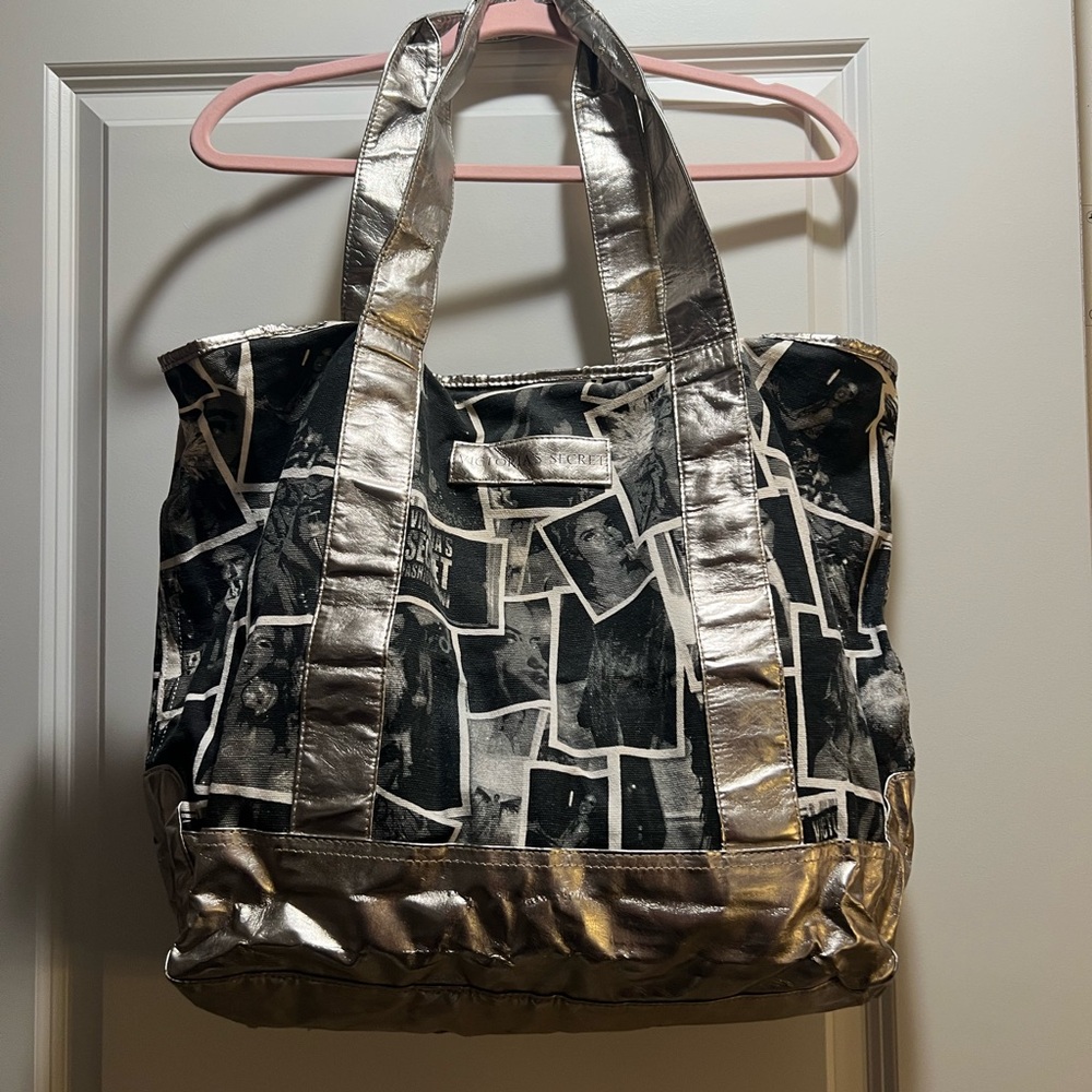Victoria’s Secret Silver and Black Tote Bag